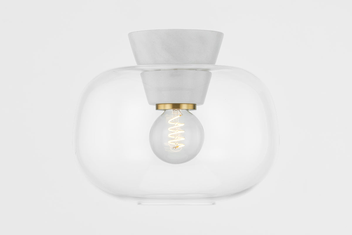 Mitzi by Hudson Valley Lighting Ariella Flush Mount in Aged Brass, detail view 1
