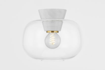 Mitzi by Hudson Valley Lighting Ariella Flush Mount in Aged Brass, detail view 1