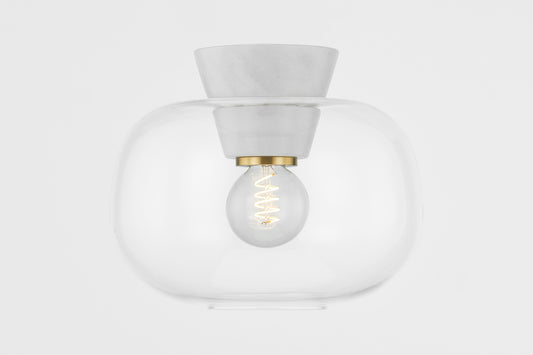 Mitzi by Hudson Valley Lighting Ariella Flush Mount in Aged Brass, detail view 1