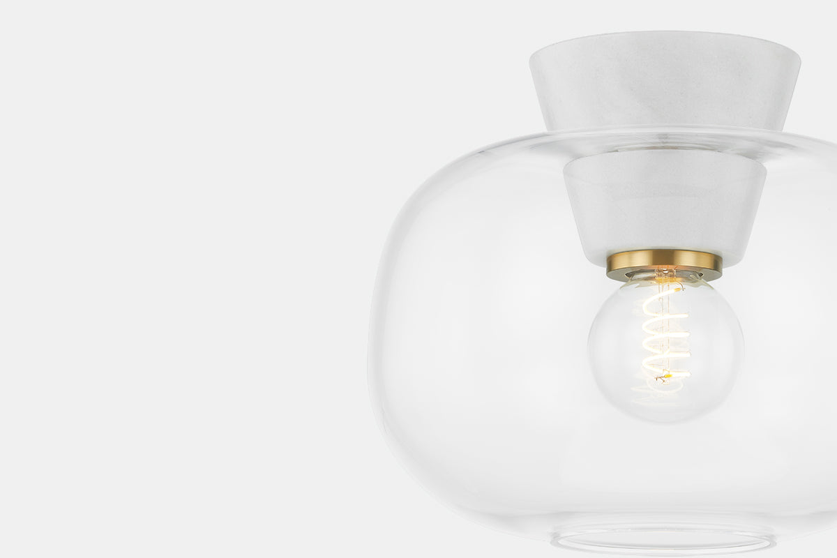 Mitzi by Hudson Valley Lighting Ariella Flush Mount in Aged Brass, detail view 2