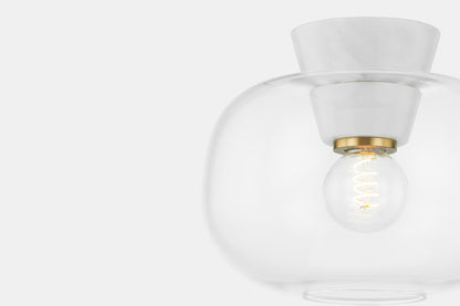 Mitzi by Hudson Valley Lighting Ariella Flush Mount in Aged Brass, detail view 2