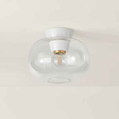 Mitzi by Hudson Valley Lighting Ariella Flush Mount in Aged Brass, detail view 3
