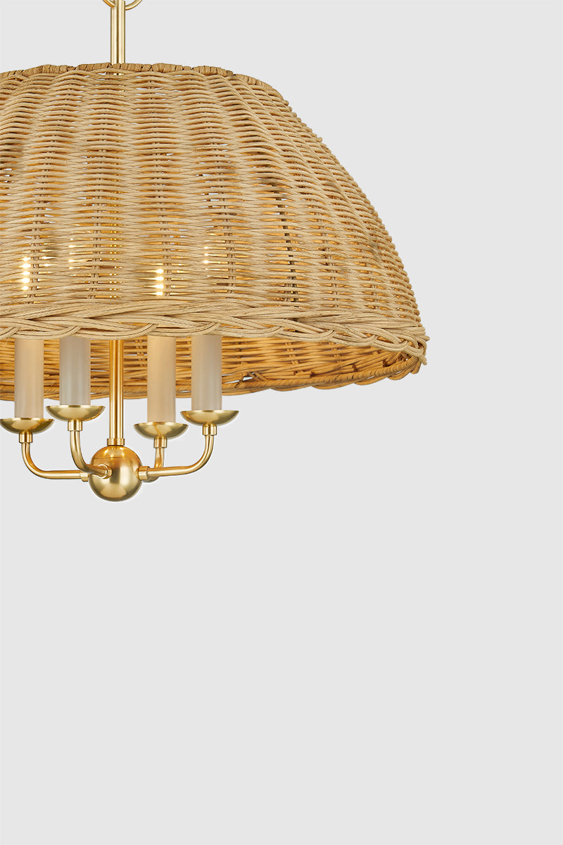 Mitzi by Hudson Valley Lighting Arwen 4-Light Chandelier in Aged Brass, detail view 2