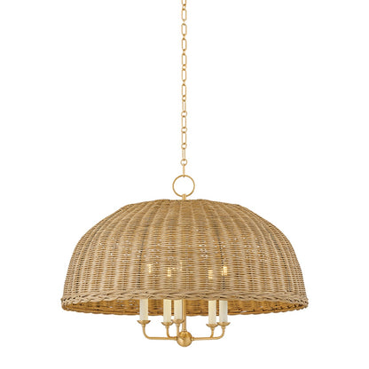 Mitzi by Hudson Valley Lighting Arwen Chandelier in Aged Brass / Rattan