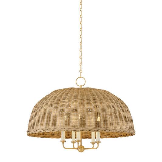 Mitzi by Hudson Valley Lighting Arwen Chandelier in Aged Brass / Rattan
