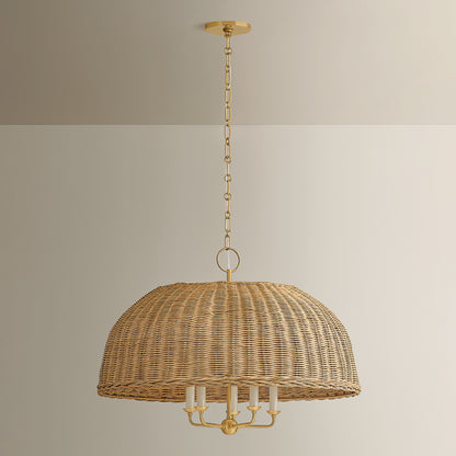 Mitzi by Hudson Valley Lighting Arwen Chandelier in Aged Brass / Rattan, detail view 3