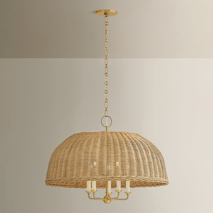 Mitzi by Hudson Valley Lighting Arwen Chandelier in Aged Brass / Rattan, detail view 5