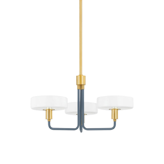 Mitzi by Hudson Valley Lighting Aston 3-Light Chandelier in Aged Brass / Slate Blue
