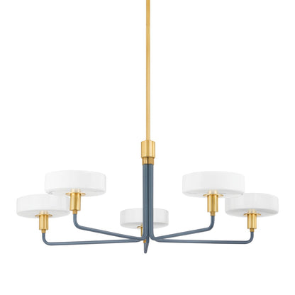 Mitzi by Hudson Valley Lighting Aston 5-Light Chandelier in Aged Brass / Slate Blue
