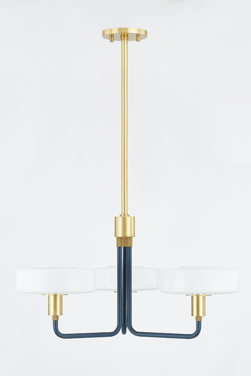 Mitzi by Hudson Valley Lighting Aston 3-Light Chandelier in Aged Brass / Slate Blue, detail view 1