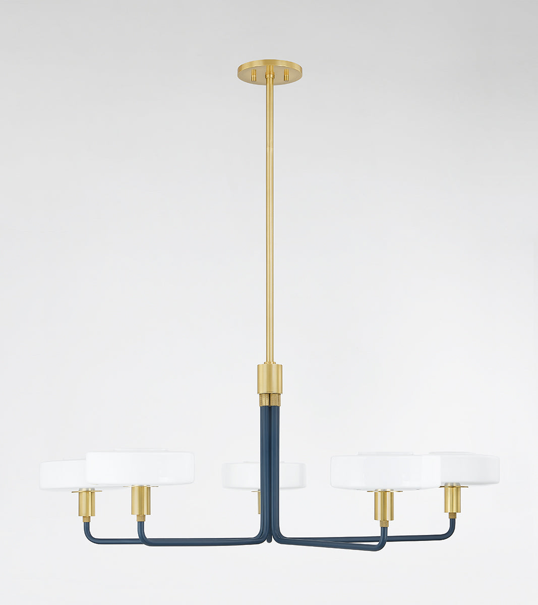 Mitzi by Hudson Valley Lighting Aston 5-Light Chandelier in Aged Brass / Slate Blue, detail view 1