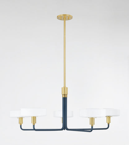 Mitzi by Hudson Valley Lighting Aston 5-Light Chandelier in Aged Brass / Slate Blue, detail view 1