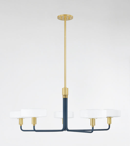 Mitzi by Hudson Valley Lighting Aston 5-Light Chandelier in Aged Brass / Slate Blue, detail view 1