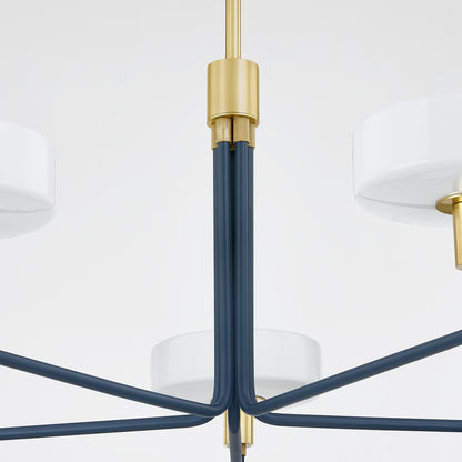 Mitzi by Hudson Valley Lighting Aston 5-Light Chandelier in Aged Brass / Slate Blue, detail view 2