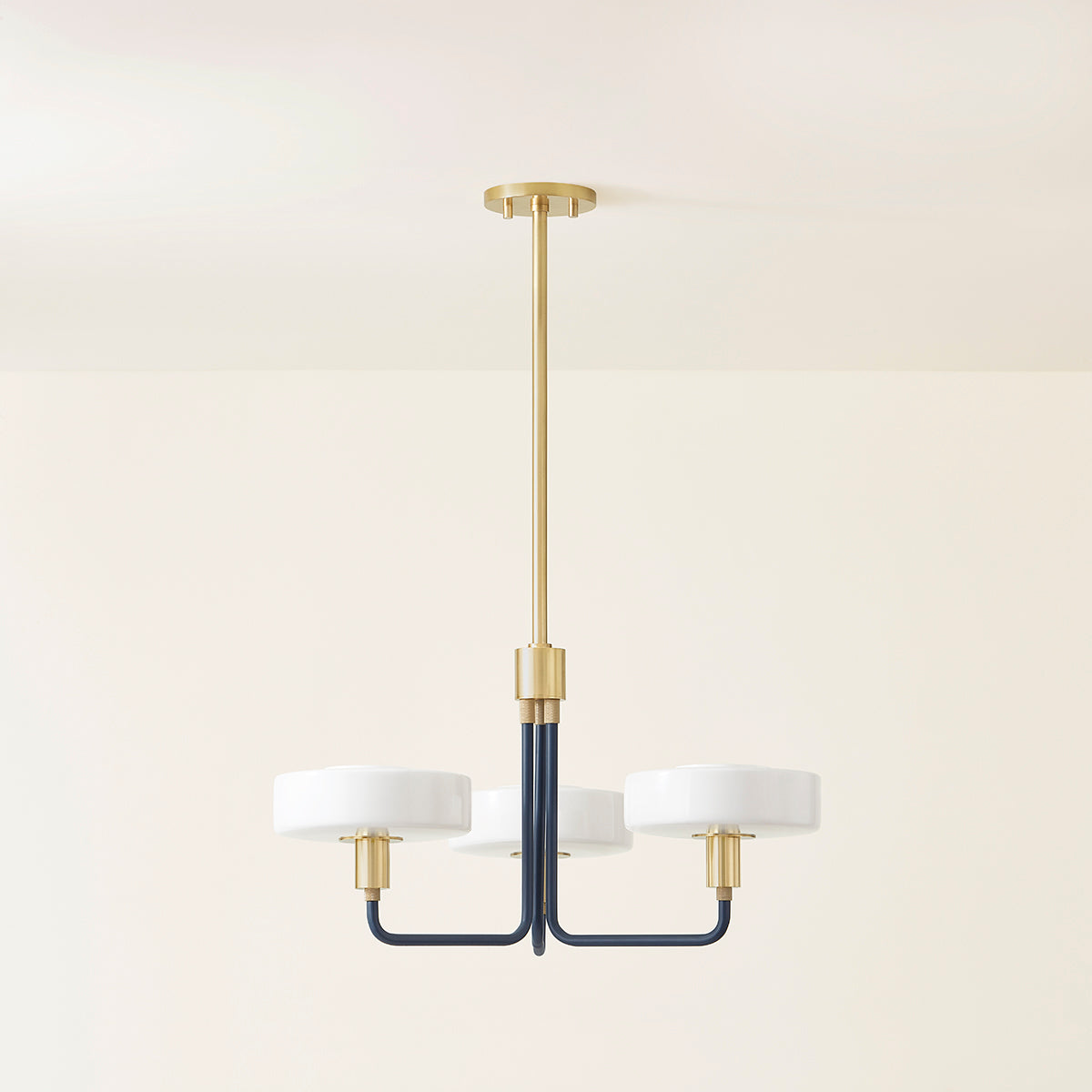 Mitzi by Hudson Valley Lighting Aston 3-Light Chandelier in Aged Brass / Slate Blue, detail view 3