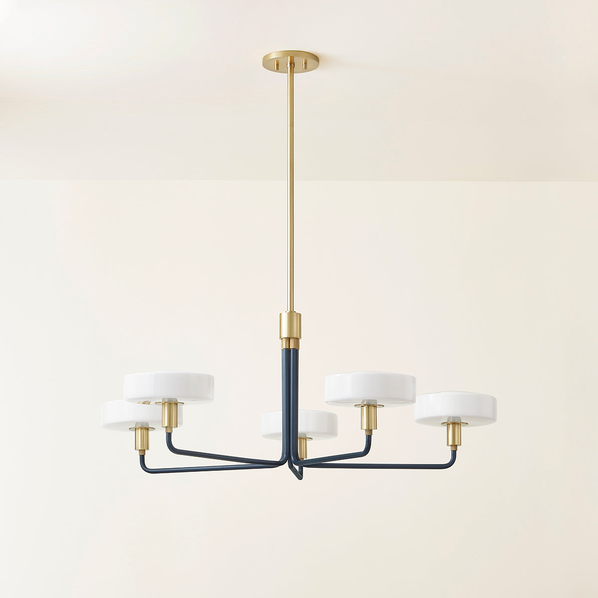Mitzi by Hudson Valley Lighting Aston 5-Light Chandelier in Aged Brass / Slate Blue, detail view 3