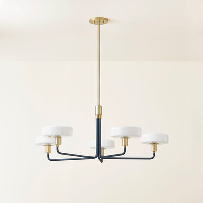 Mitzi by Hudson Valley Lighting Aston 5-Light Chandelier in Aged Brass / Slate Blue, detail view 3