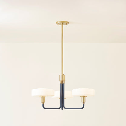 Mitzi by Hudson Valley Lighting Aston 3-Light Chandelier in Aged Brass / Slate Blue, detail view 4