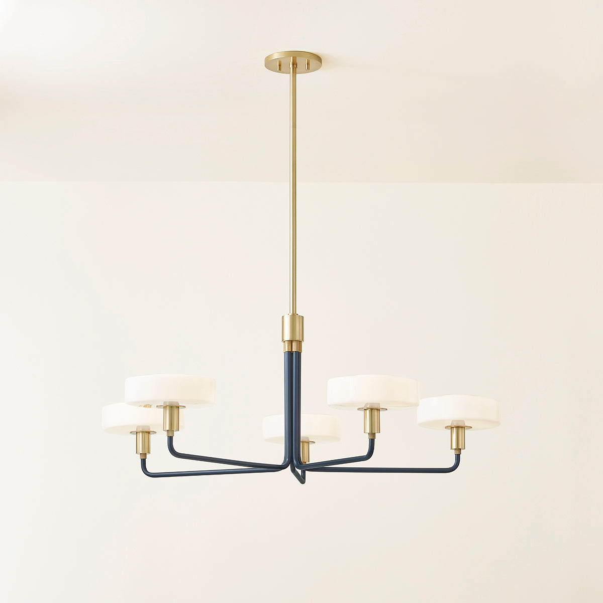 Mitzi by Hudson Valley Lighting Aston 5-Light Chandelier in Aged Brass / Slate Blue, detail view 4