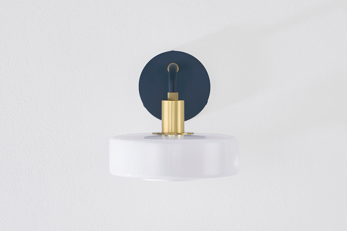 Mitzi by Hudson Valley Lighting Aston Wall Sconce in Aged Brass / Slate Blue, detail view 1