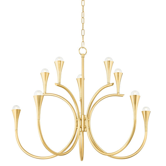 Mitzi by Hudson Valley Lighting Aviana 10-Light Chandelier in Aged Brass