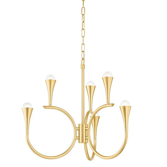 Mitzi by Hudson Valley Lighting Aviana 6-Light Chandelier in Aged Brass