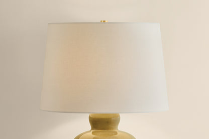 Mitzi by Hudson Valley Lighting Azaire Table Lamp in Aged Brass / Ceramic Ginger Tea, detail view 1