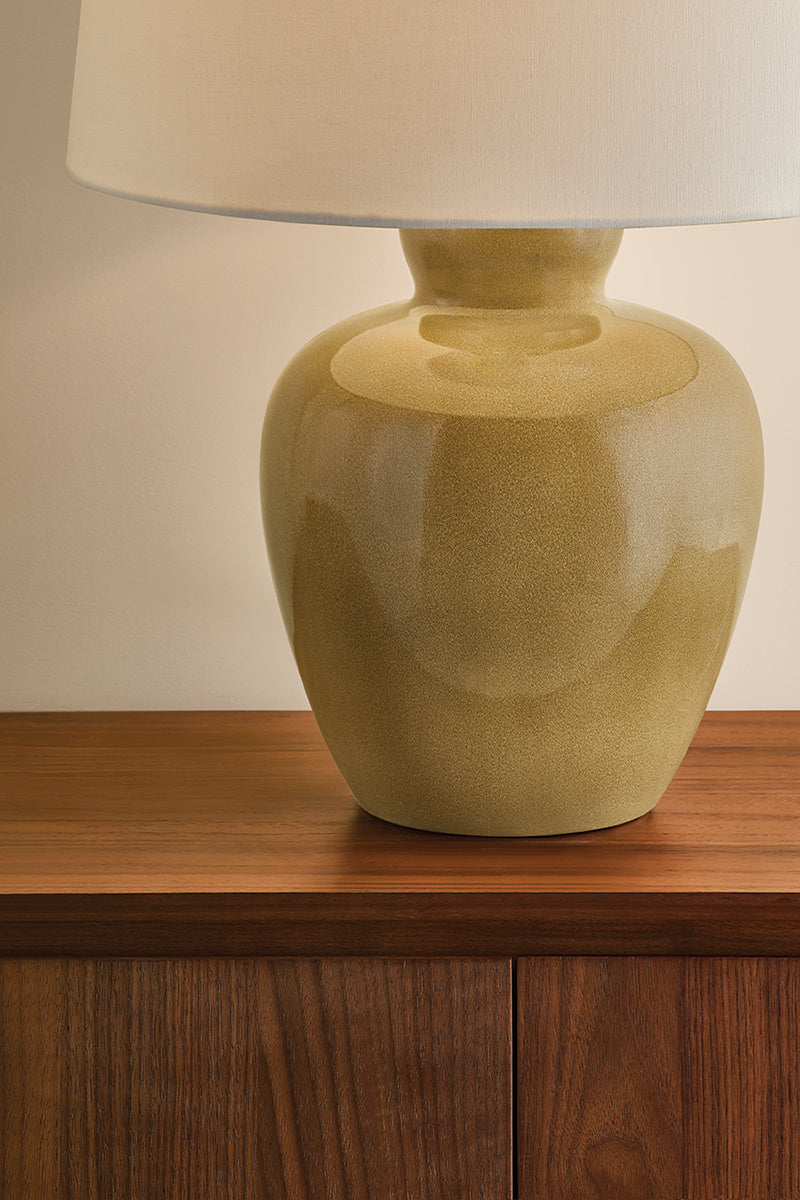 Mitzi by Hudson Valley Lighting Azaire Table Lamp in Aged Brass / Ceramic Ginger Tea, detail view 2