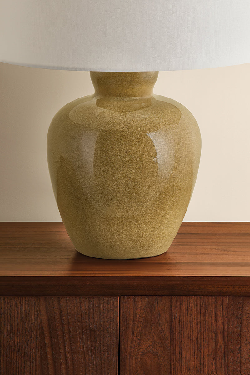 Mitzi by Hudson Valley Lighting Azaire Table Lamp in Aged Brass / Ceramic Ginger Tea, detail view 4