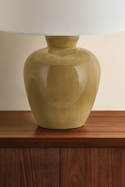 Mitzi by Hudson Valley Lighting Azaire Table Lamp in Aged Brass / Ceramic Ginger Tea, detail view 4