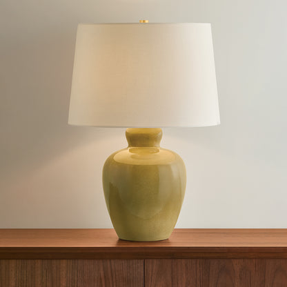 Mitzi by Hudson Valley Lighting Azaire Table Lamp in Aged Brass / Ceramic Ginger Tea, detail view 5