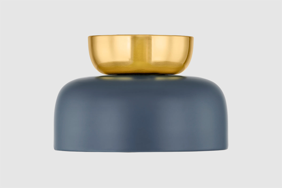 Mitzi by Hudson Valley Lighting Batya Large Flush Mount in Aged Brass / Slate Blue, detail view 1