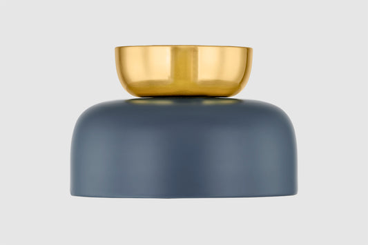 Mitzi by Hudson Valley Lighting Batya Large Flush Mount in Aged Brass / Slate Blue, detail view 1