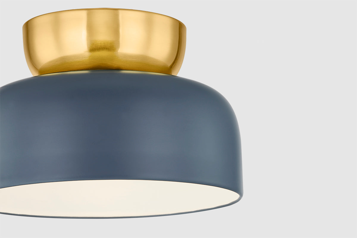 Mitzi by Hudson Valley Lighting Batya Large Flush Mount in Aged Brass / Slate Blue, detail view 2