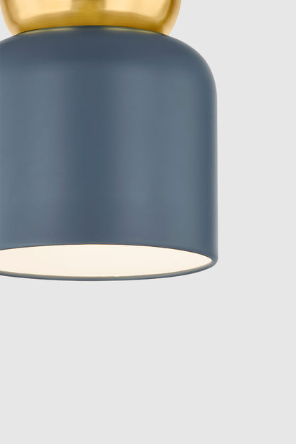 Mitzi by Hudson Valley Lighting Batya Small Flush Mount in Aged Brass / Slate Blue, detail view 2
