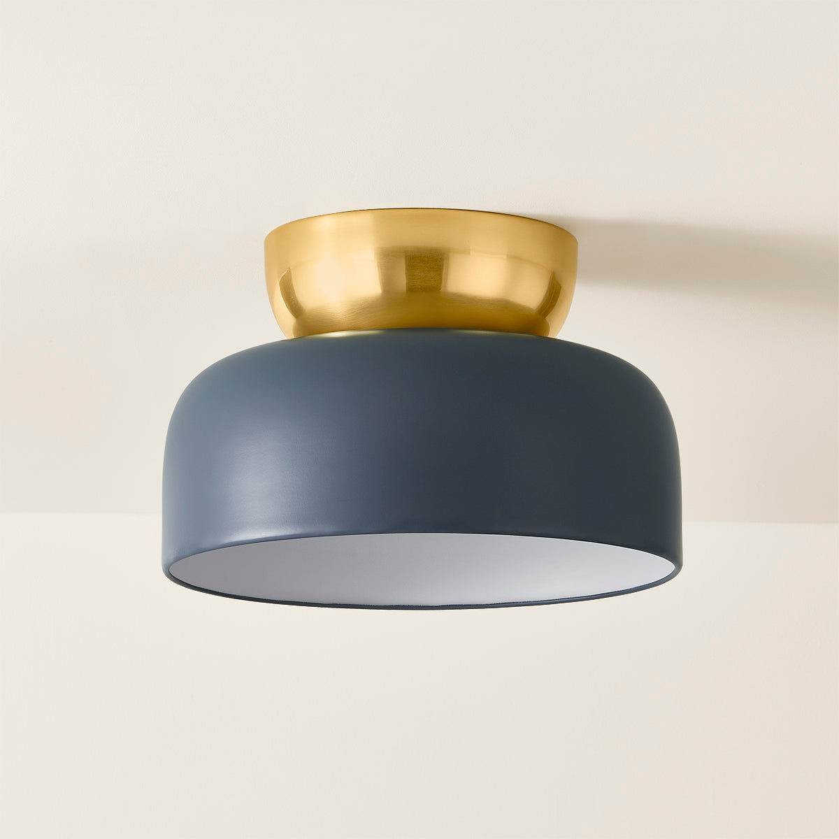 Mitzi by Hudson Valley Lighting Batya Large Flush Mount in Aged Brass / Slate Blue, detail view 3