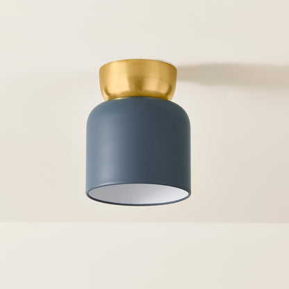 Mitzi by Hudson Valley Lighting Batya Small Flush Mount in Aged Brass / Slate Blue, detail view 3