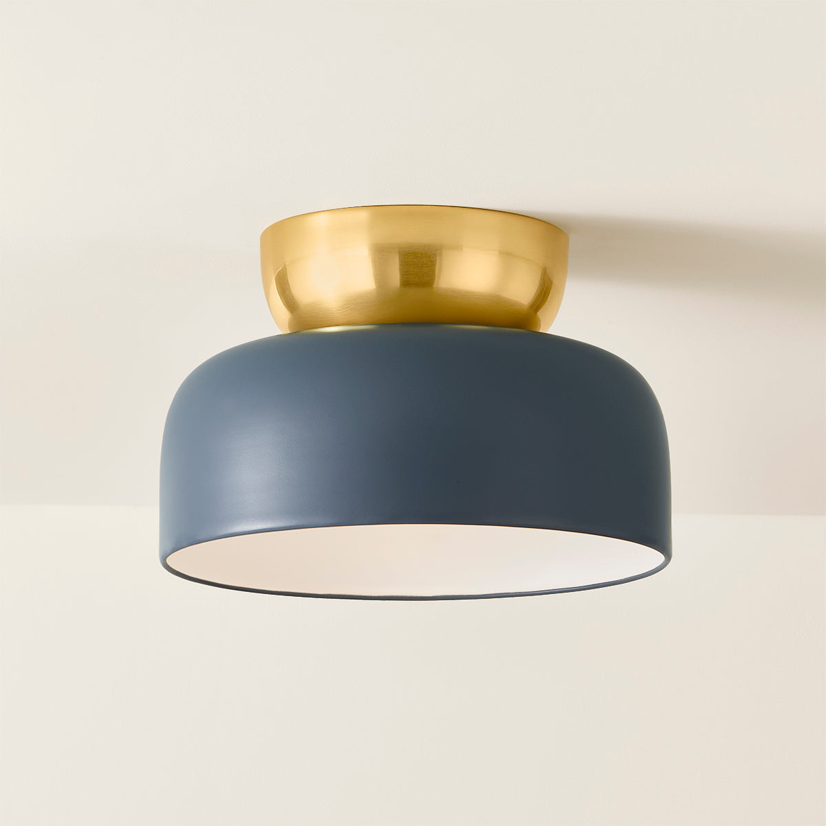 Mitzi by Hudson Valley Lighting Batya Large Flush Mount in Aged Brass / Slate Blue, detail view 4