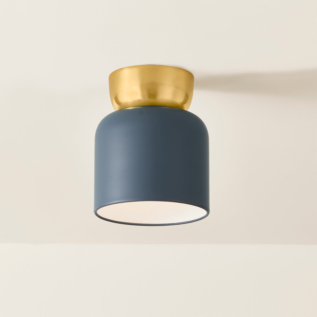 Mitzi by Hudson Valley Lighting Batya Small Flush Mount in Aged Brass / Slate Blue, detail view 4
