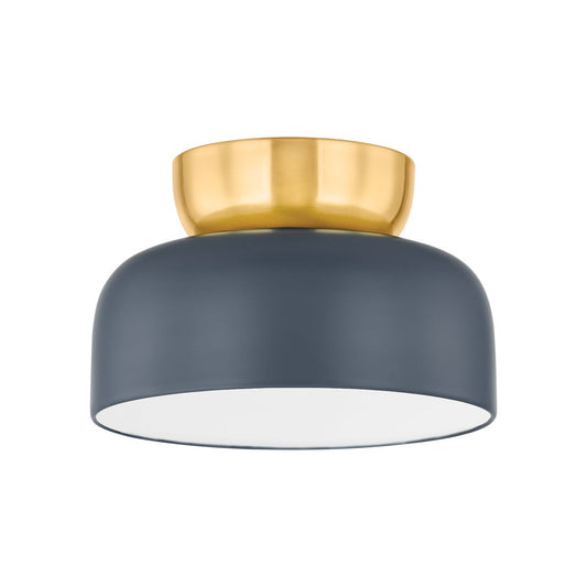 Mitzi by Hudson Valley Lighting Batya Large Flush Mount in Aged Brass / Slate Blue