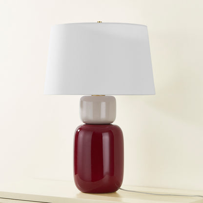 Mitzi by Hudson Valley Lighting Batya Table Lamp in Aged Brass / Ceramic Bordeaux Blush, detail view 3