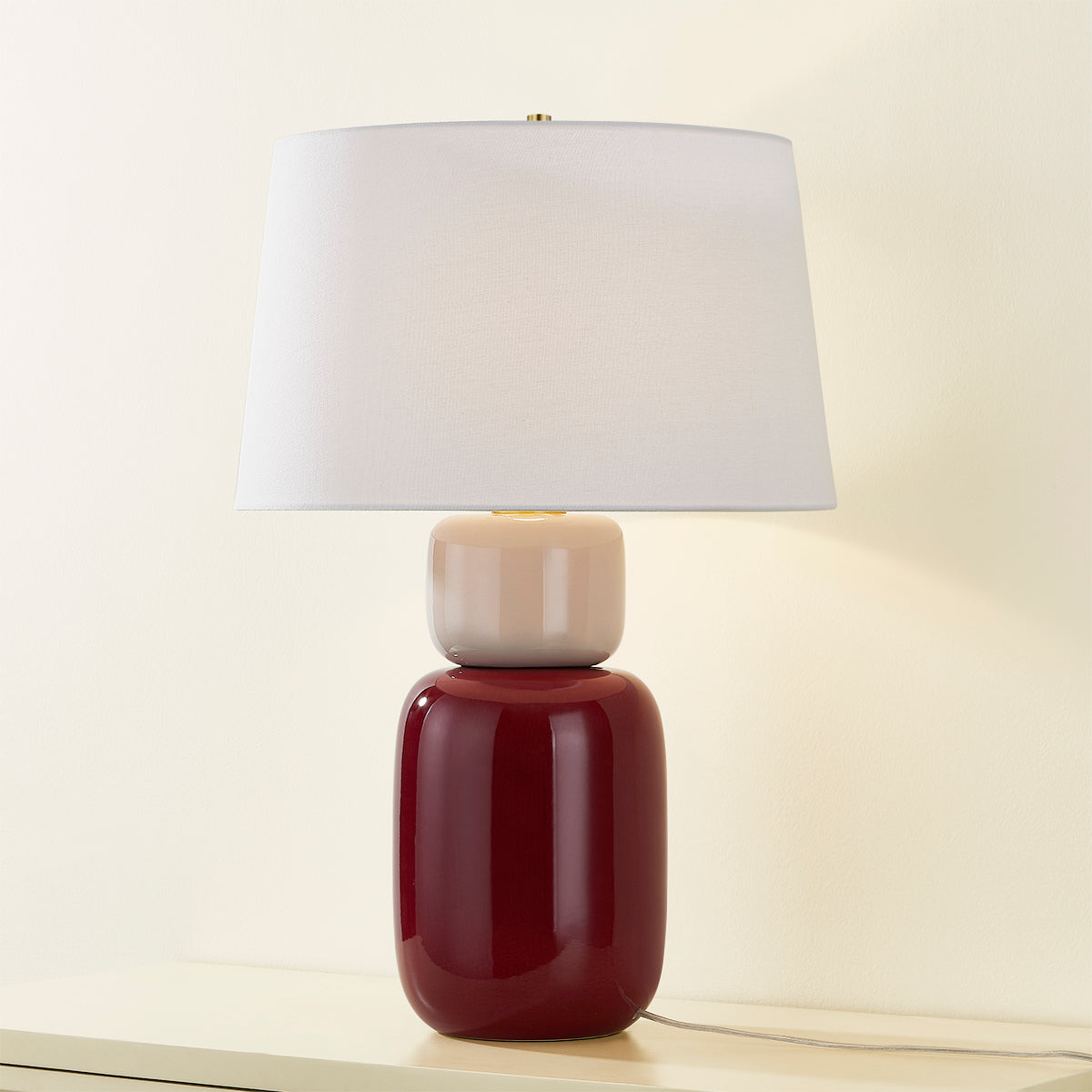 Mitzi by Hudson Valley Lighting Batya Table Lamp in Aged Brass / Ceramic Bordeaux Blush, detail view 4