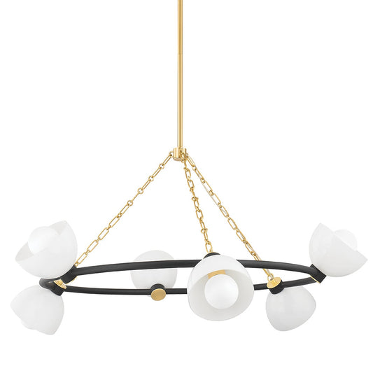 Mitzi by Hudson Valley Lighting Belle Chandelier in Aged Brass / Textured Black Combo