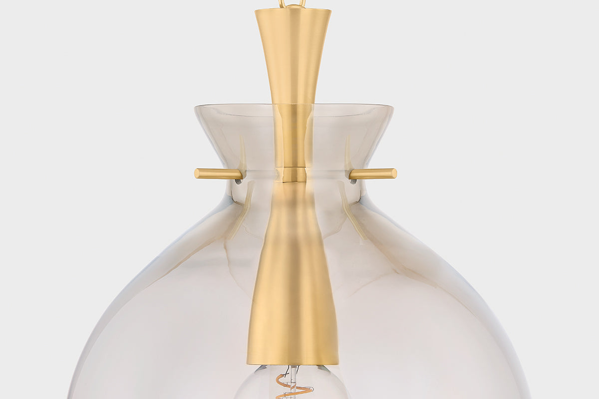 Mitzi by Hudson Valley Lighting Benita Small Pendant in Aged Brass, detail view 2