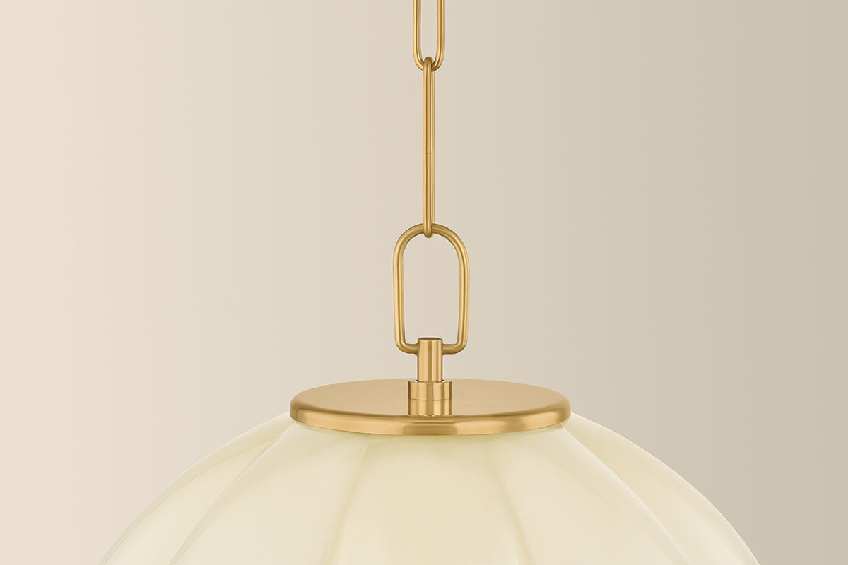Mitzi by Hudson Valley Lighting Bernadine Large Pendant in Aged Brass, detail view 2