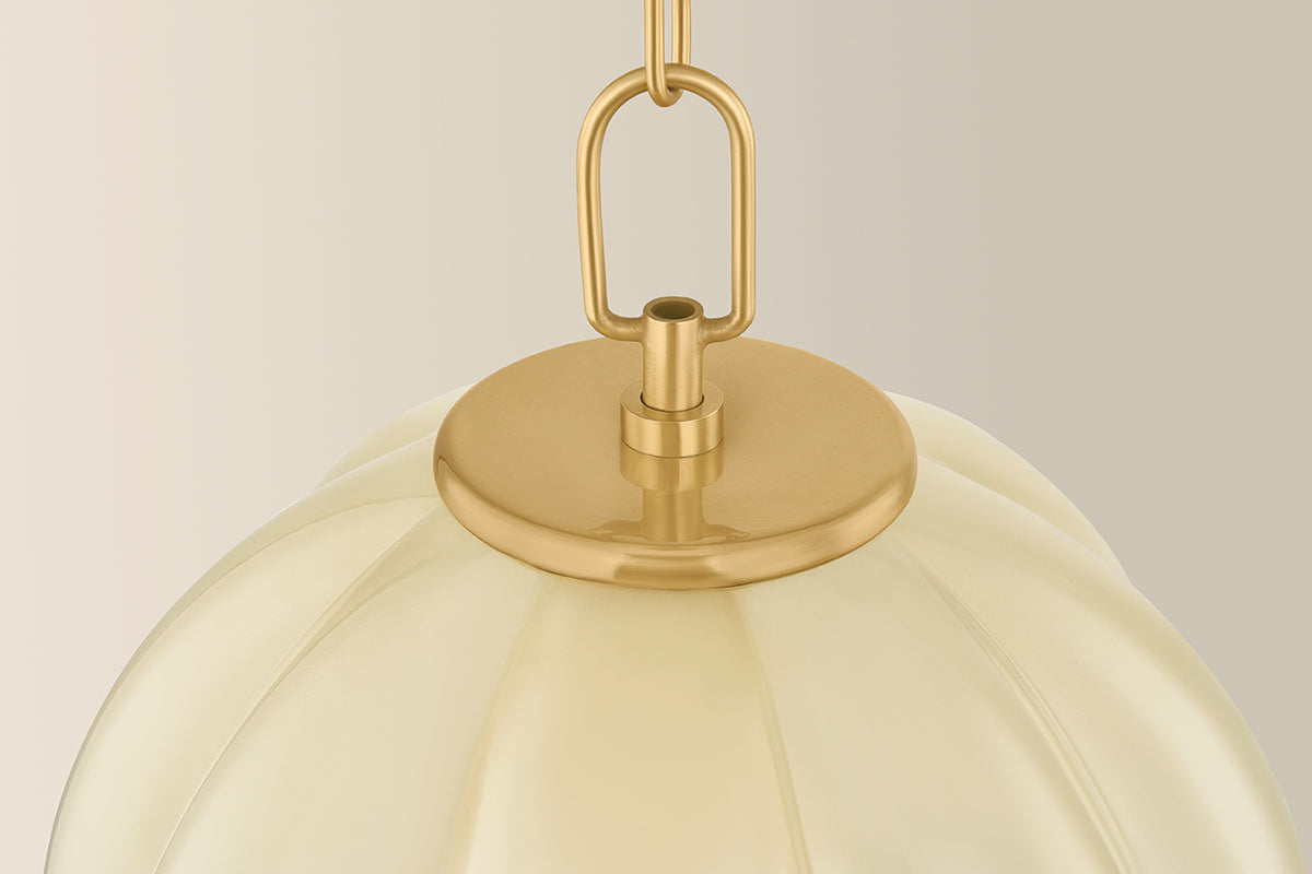 Mitzi by Hudson Valley Lighting Bernadine Small Pendant in Aged Brass, detail view 2