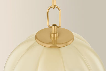 Mitzi by Hudson Valley Lighting Bernadine Small Pendant in Aged Brass, detail view 2