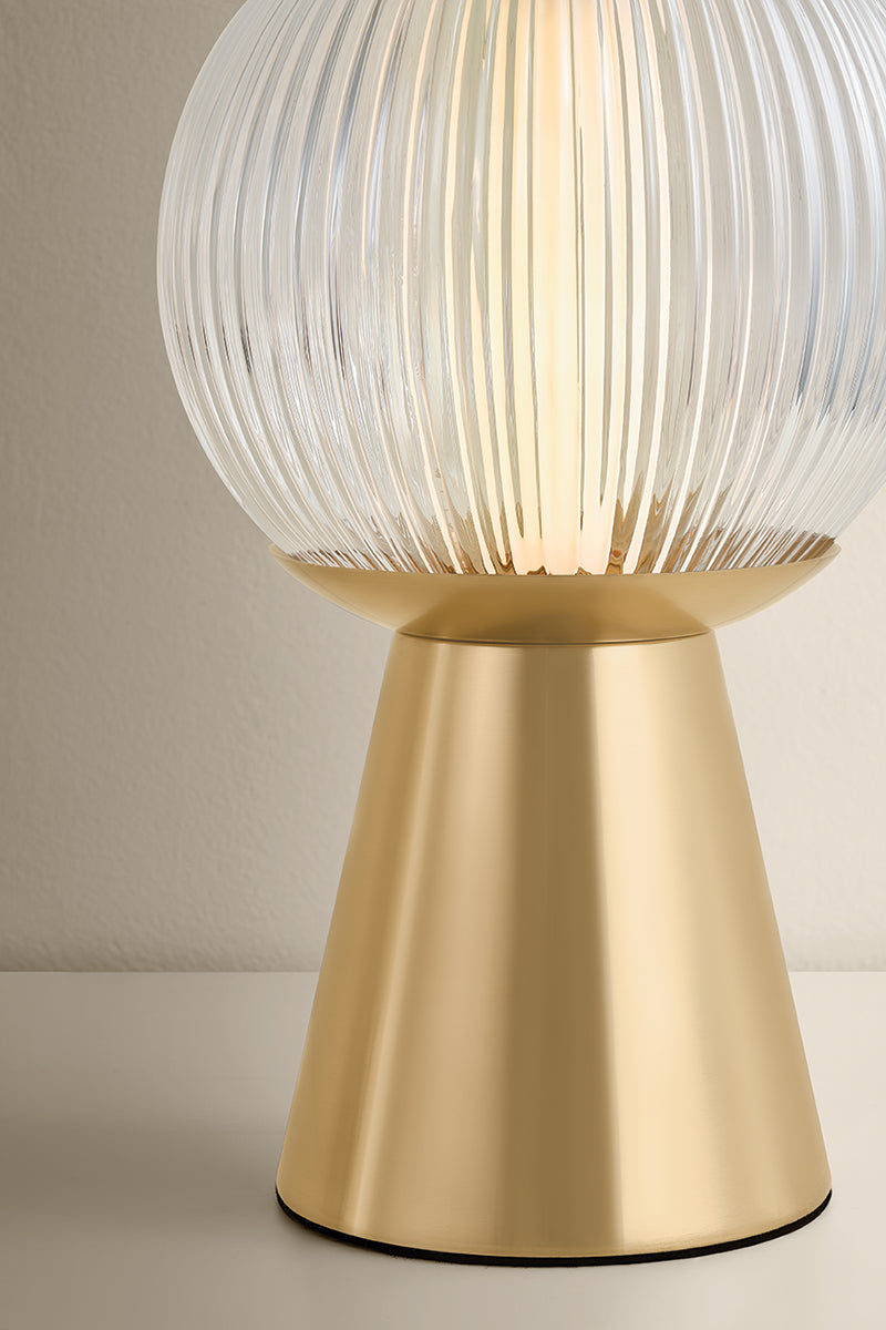 Mitzi by Hudson Valley Lighting Bria Rechargeable Table Lamp in Aged Brass, detail view 4