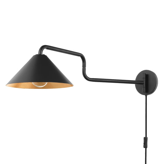 Mitzi by Hudson Valley Lighting Brianna Plug-In Wall Sconce in Gold Leaf / Soft Black Combo