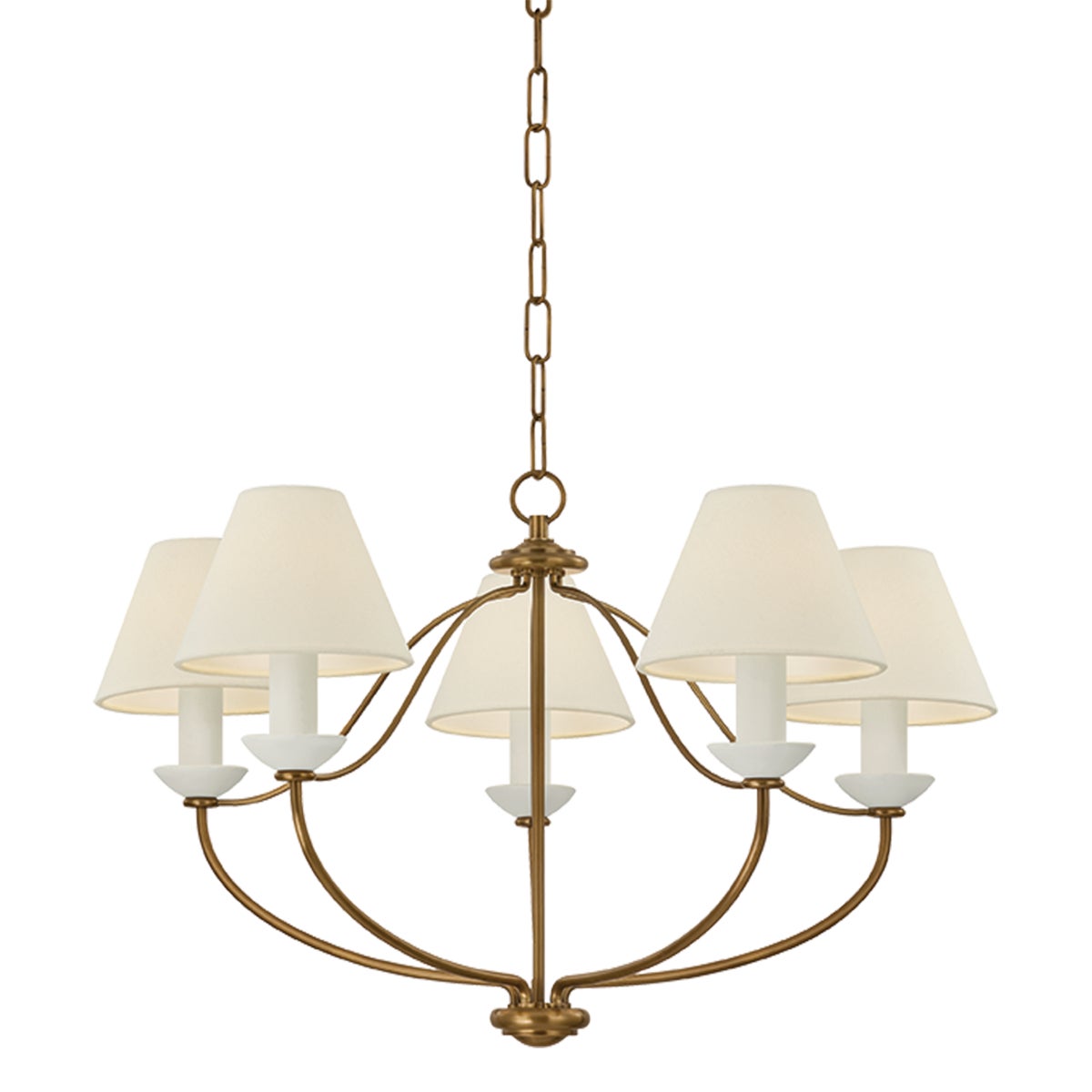 Mitzi by Hudson Valley Lighting Brinlea 5-Light Chandelier in Patina Brass / Off White Linen